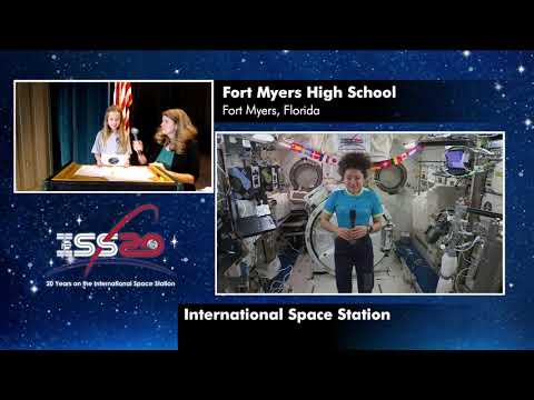 Jessica Meir speaks with students in Florida