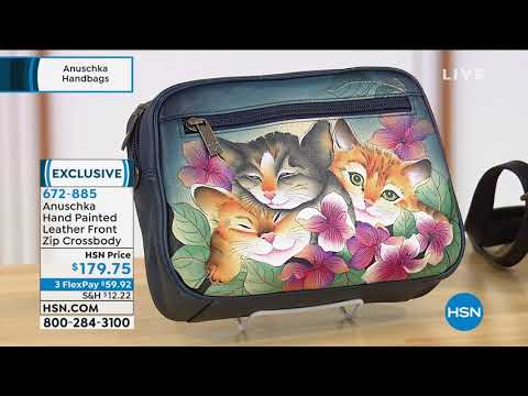 Anuschka Hand Painted Leather FrontZip Crossbody