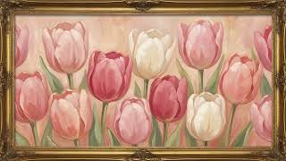 Soft Spring Tulips TV Art | Warm Pink Floral Painting for Calm Spaces (2 Hours)