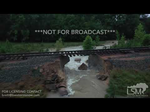 7-16-2019 Dierks, Ar Extreme Flash flooding, train flooded, railroad track washed out drone