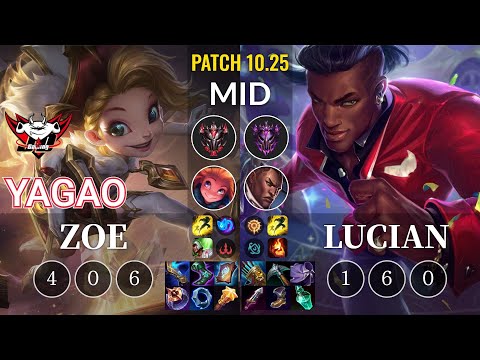 JDG Yagao Zoe vs Lucian Mid - KR Patch 10.25
