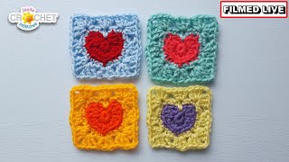 Mini Heart at the Centre 3" Granny Square - Valentine's Scrap Buster!