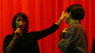 Tegan explains the meaning behind her tree tattoo @ Vista Theatre 11/15/11