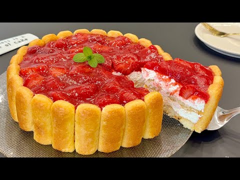 COLD STRAWBERRY CAKE 🍓 DELICIOUS IN A FEW MINUTES! Very easy and delicious! without OVEN