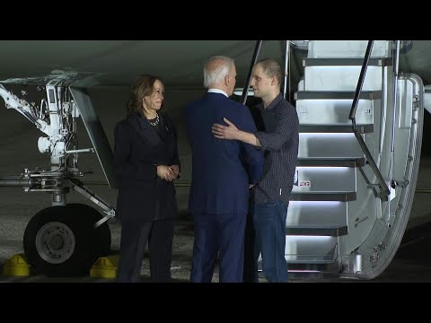 Video Thumbnail: Biden welcomes journalist Evan Gershkovich on US soil after prisoner swap | AFP