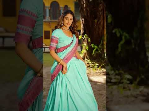 Sky Blue Pure Chanderi Thread Work Lehenga Choli Set with Matching Dupatta – 4 Meter Flair, Stitched Lehenga & Unstitched Blouse