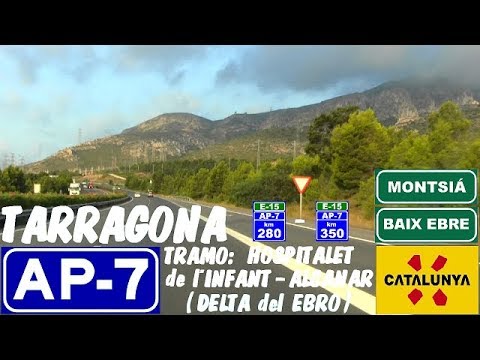AP-7 Tarragona , AUTOPISTA DEL MEDITERRÁNEO Tramo: Km 280 a 350 Delta del Ebro , Cataluña.