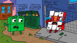 NB 4 founds NB 12 in the throwing trash outside | Numberblocks fanmade coloring story