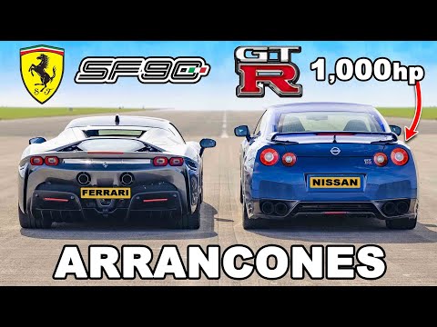 Ferrari SF90 vs Nissan GT-R de 1000hp: ARRANCONES
