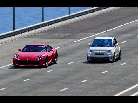 Ferrari 812 Superfast vs Fiat 500 Abarth Monser - TOP SPEED BATTLE