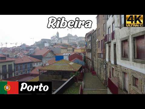 Ribeira | Porto | Portugal 4K City Walk With Rain