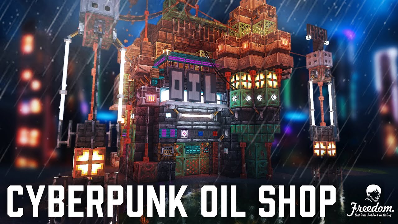 Minecraft Tutorial: How to Build a Real Architect's Base | Cyberpunk Oil shop #134