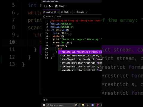 User defined array in c programming language #c #cprogramming #programming #array #coding