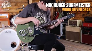 Video thumbnail for No Talking...Just Tones | Nik Huber Surfmeister Worn Olive Drab w/Bigsby by Peach Guitars