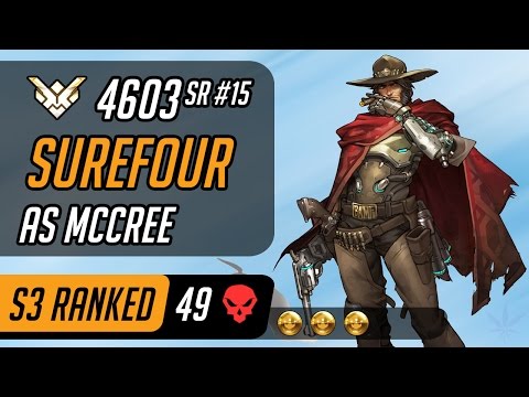 Surefour as McCree in Gibraltar [Season 3 - Grand Master - 49 eliminations - Top 500 - Rank 15]