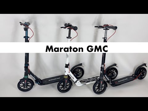 Самокат Maraton GMC с дисковым тормозом и амортизаторами зеленый + ремень для переноски - фото 1 - id-p1232849301