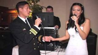 Military Wedding Bride and Groom Sing, &quot;From this Moment On&quot; by Shania Twain at Reception