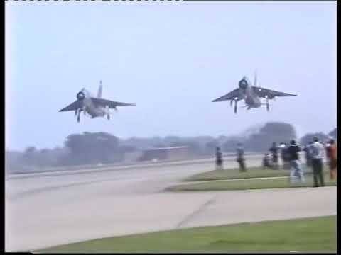 Last 2 F6 English Electric Lightnings depart RAF Binbrook 30.6.1988. Filmed on base from flight line