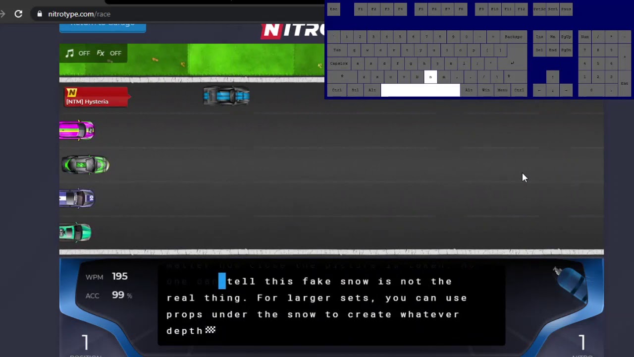 nitro type 200 wpm (with audio)