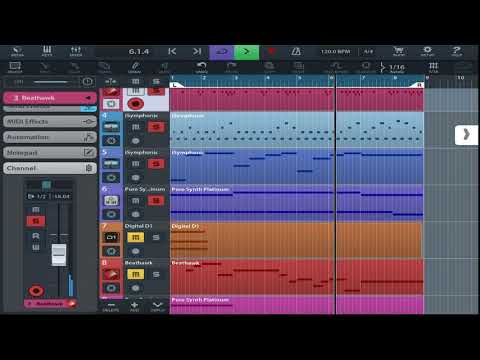 Composing a score with 9 Auv3 channels in Cubasis!