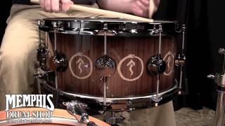 Video thumbnail for DW 14x6.5 Snakes and Arrows Neil Peart Signature Maple Snare Drum with Walnut Veneer by Memphis Drum Shop