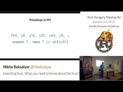Nikita Baksalyar — All you need to know about the Rust FFI (Rust Hungary #2, 2017-10-24)