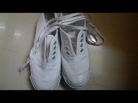 Shoe lace style in 4 holes | How to lace/bar white school shoe | Straight-lace👞👞