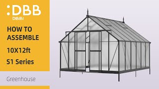 OUTFLEXX Verde Premium Gewächshaus, schwarzer Rahmen, Aluminium pulverbeschichtet mit Polycarbonat 6 mm und Stahlrahmen, 486 x 243 x 240 cm, 4 Fenster, Schiebetür