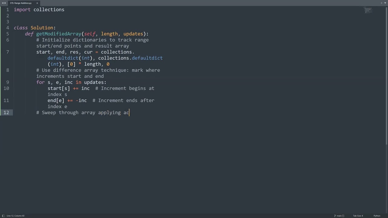 Leetcode 370. Range Addition in Python | Python Leetcode | Python Coding Tutorial | Python Code ASMR