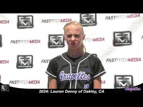 2024 Lauren Denny Slapper, Shortstop and Outfield Softball Skills Video - Grapettes Gann