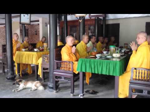 Buddhist Monks Chant Pray Eat