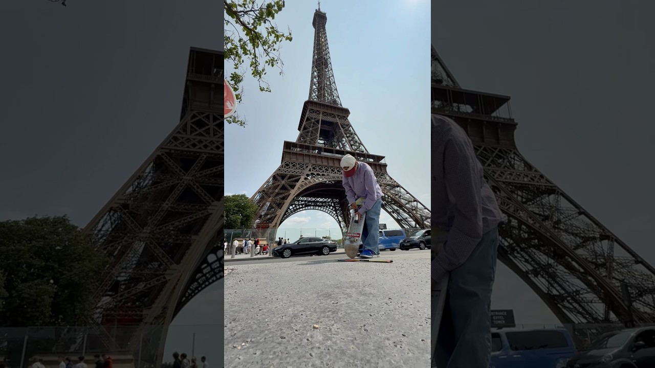 エッフェル塔の前で、アサヒスーパードライ最高🍻