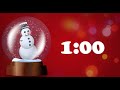 1 Minute Timer, Christmas Music, Animated Snowman Snow Globe, White Numbers on Red