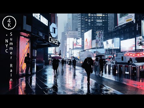NYC Summer Rain - Times Square, New York 4K
