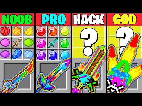 Minecraft Battle RAINBOW SWORD MrBeast CRAFTING CHALLENGE NOOB vs PRO vs HACKER GOD Funny Animation