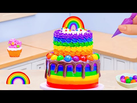 Mini Rainbow Cake Recipe With Chocolate🌈Delicious Rainbow Buttercream Cake💕Sweet Cakes