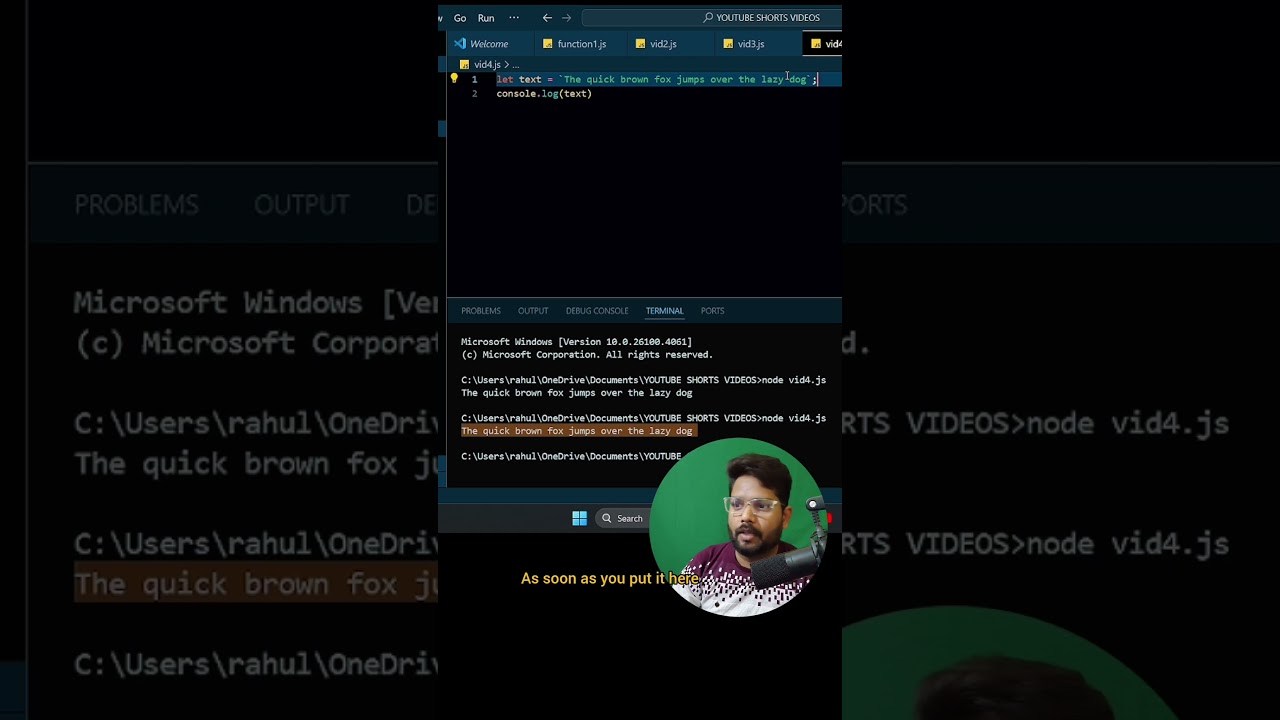 Day #7 || Backtick in Javascript 🔥 ||  #webdevelopment #coding #programming