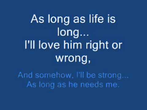 As long as he needs me lyrics