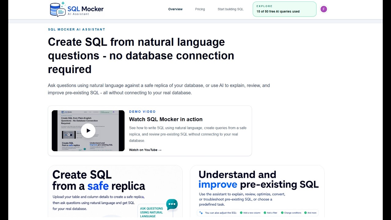 SQL Mocker demo video thumbnail