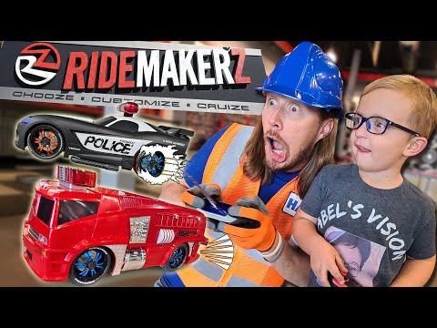 Handyman Hal explores Ridemakerz | Build RC Car Fire Truck | Fun Video for Kids