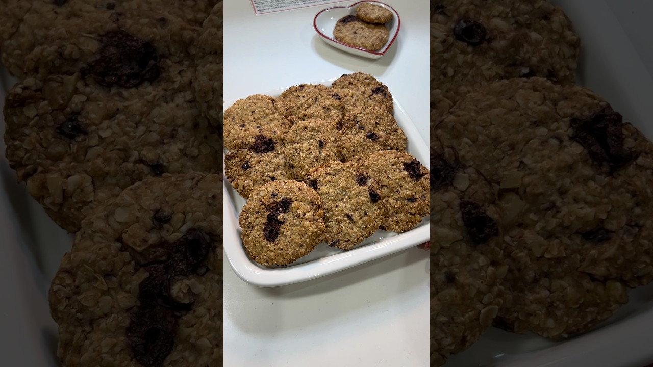 ホワイトデーにおすすめ！食物繊維たっぷりなグルテンフリーの低糖質なチョコチップオートミールクッキー💢#shorts
