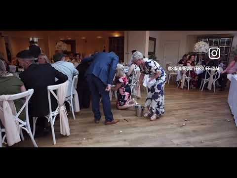 SURPRISE! Singing Waiter falls in the middle of the Wedding Breakfast!