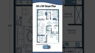 30’×45’ House Plan, 30 by 45 Home Plan, 30*45 House Plan, East Facing 3BHK & Parking #houseplan
