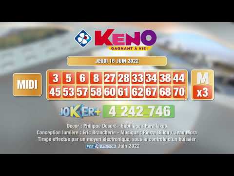 Tirage du midi Keno gagnant à vie® du 16 juin 2022 - Résultat officiel - FDJ