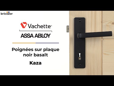 Poignées de porte sur plaques - entraxe 165 mm - noir basalt - Kaza VACHETTE