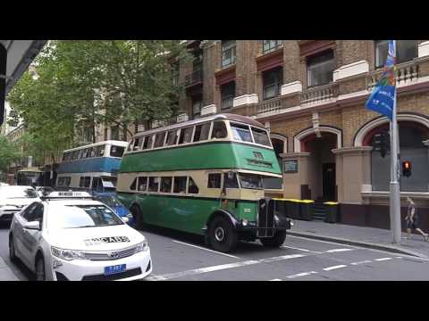 Vintage buses ride in Sydney CBD