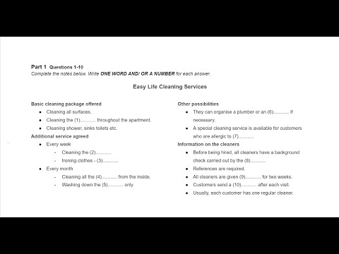 Easy Life Cleaning Services - IELTS Listening