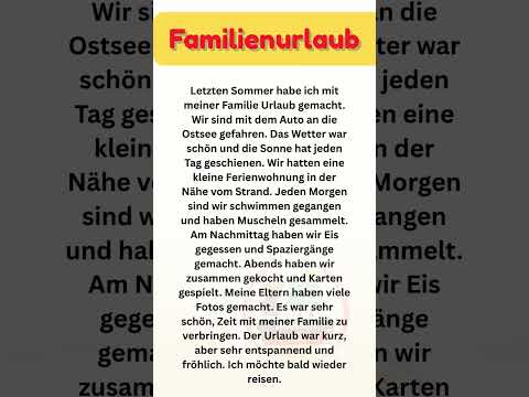 🏖️ Familienurlaub | Deutsch Lernen A1–A2 | Einfacher Deutscher Text mit Übersetzung 🇩🇪✨