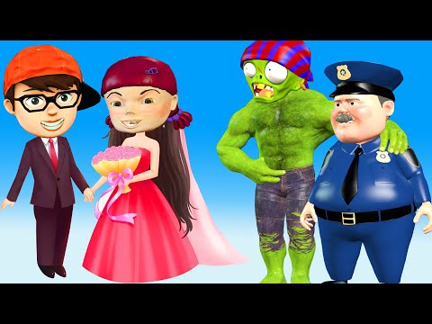 Hero Nick Want Wedding Doll Squid Game vs Giant Zombie - Scary Teacher 3D Police Happy Ending Story