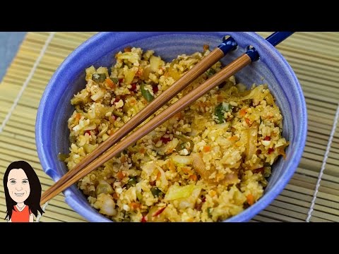 Stir Fried Asian Vegetable Cauliflower Rice - No Oil!